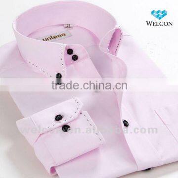 100% cotton European style long sleeve pink business dress latest fancy design men shirt fashion