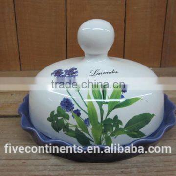 New lavender design ceramic butter dishes