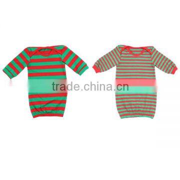 Winter red green striped pajamas dress christmas baby gown sleeping for girls infant baby gown baby clothing pajamas gowns