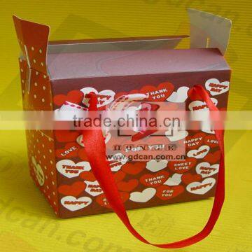 Custom red paper bag with ribbon for wedding gift