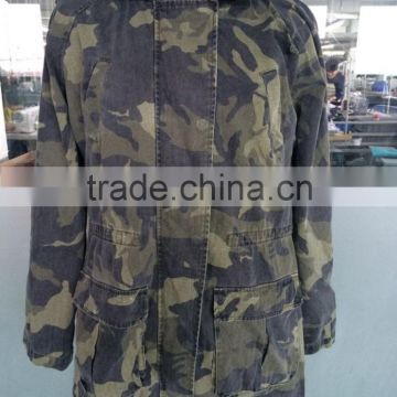 free sample garment washed 100% cotton hunting camouflage jacket spring jacket for women