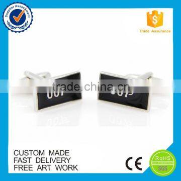 007 Fashion Custom Square Fill Black Color Soft Enamel Cufflinks