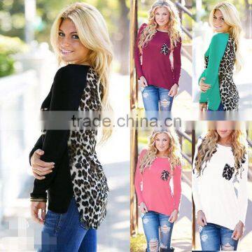 Ladies blouses Pullover Top Cheetah Print Long Sleeve tshirt