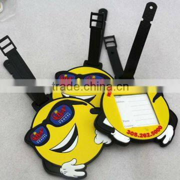 OEM Design custom made business gifts soft pvc luggage tags, carton design shape luggage tag for advertising