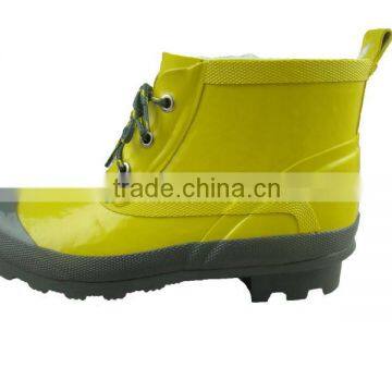 Yellow Lace-up Ankle Rubber Boots