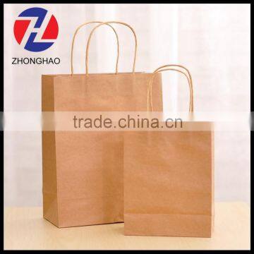 2015 New Arrived blank kraft strong recycled cheap plain handmade brown shopping bag
