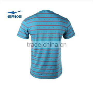 ERKE 2015 Mens Summer Casual Round Neck T-shirt With Personaliz Stripe Breathable Cotton t Shirt With Front Pocket Wholesale/OEM photo-2