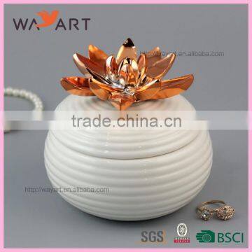 Stripe Designed Custom Ring Box With Gold Plating