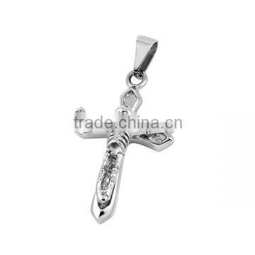 SRP0071 Cheap Bulk Skull Cross Necklace Metal Skeleton Cross Pendant Cool Skull Stainless Steel Pendant