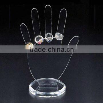 hot sale laser cut finger shape acrylic jewelry display for rings