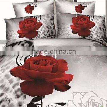 2015 modern cheap flower printed 4pcs cotton bed quilt cover luxury 3d bedding fitted sheet for sale