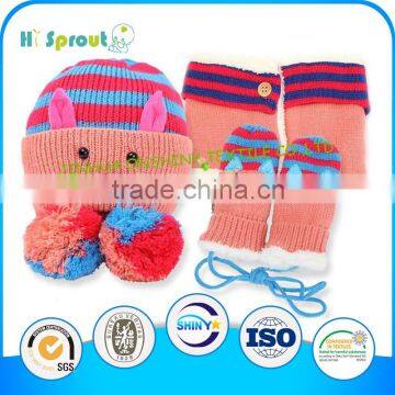 Wholesale Wool Knitted Winter Hat/Custom Knitted Hat Scarf Glove Set