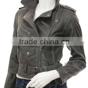 Women Leather Jackets With Flap Collar