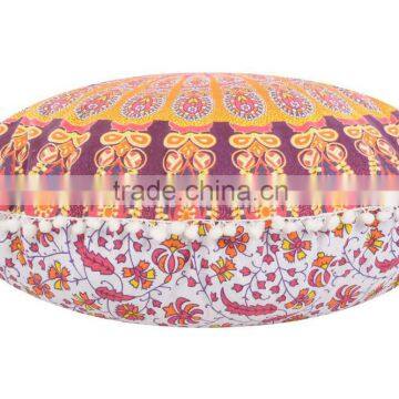 Round Mandala Mantas Throw Pillow Cover Decorative Indian Outdoor Cushion Pom Pom Boho Large Floor Pillow Case photo-4