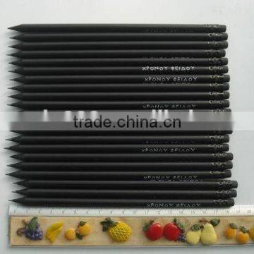 high quality personalized black wood pencil with logo printing for school and office supply