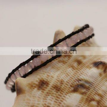Make Leather Wrap Crystal Beads Pearl Crystal Bracelet photo-5