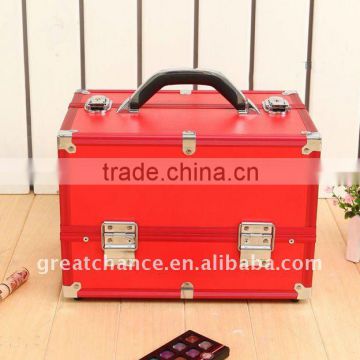 Red Professional Aluminum Makeup Artist Cosmetic Case box