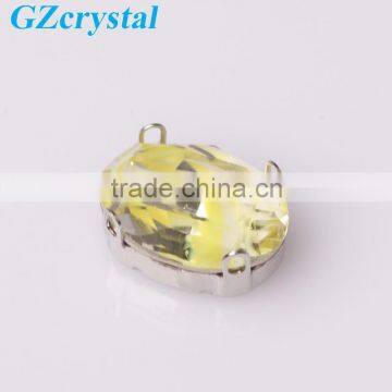 Egg shaped mirror yellow decorative acrylic stones