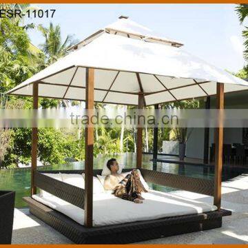 Chic Luxury Rattan Gazebo Daybed With Wood & Aluminium Frame