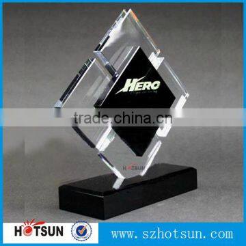 Custom high grade engraved logos acrylic trophy black base acrylic awards