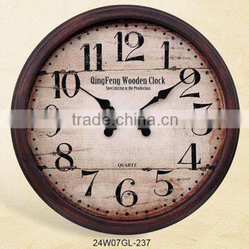 Fashion Wall Clock Wood Frame Large Decorative Wall Mounted Clock