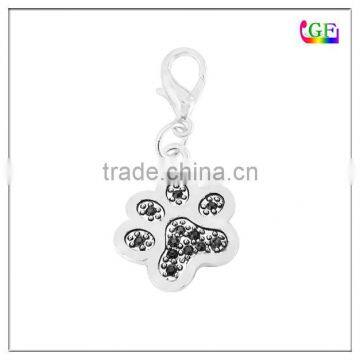 Black crystal paw print keychain