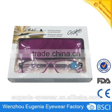 easy carry good printed slim frame reading glasses with nice package