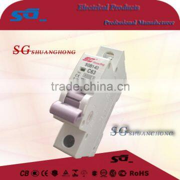 1-63amp 6KA 230/400V mcb SGB1-63 Retrofit C45 miniature circuit breaker electrical switchgear