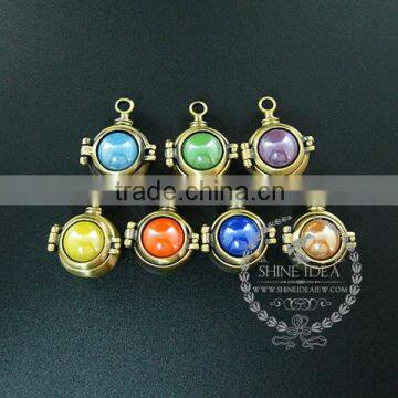 22mm round setting bronze steam punk blue,orange,green,purple,sky blue and champage ceramic DIY pendant charm supplies 1810422