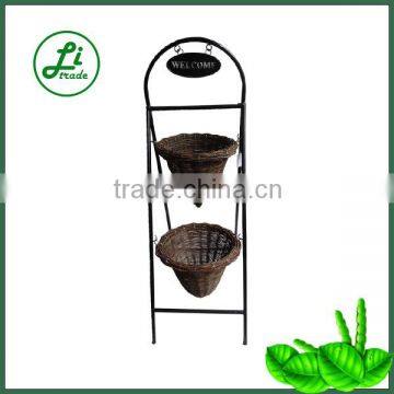 rattan and iron tube welcome planter