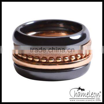 Chameleon Wholesale Jewelry Ceramic Steel Combination Stacked Ring Set photo-3