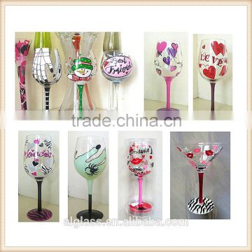 christmas hand painted wine glass