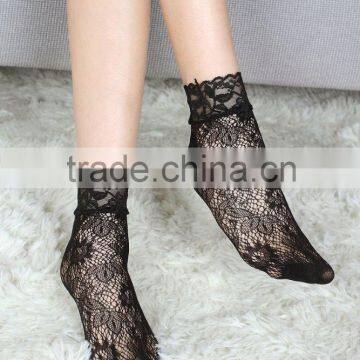Good Service Women Black Color Knitted Fishnet Ankle Socks