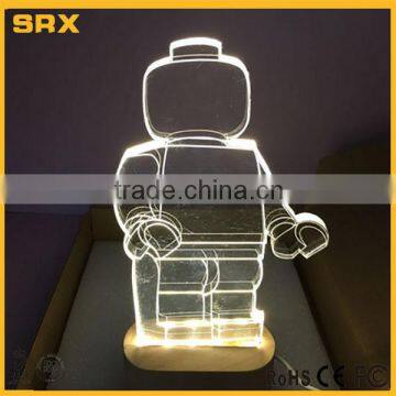 Custom mini Figure LED Night Light With Wooden Base