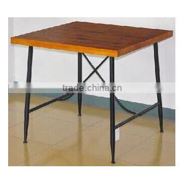 Wrought Iron leg with solid wood top table