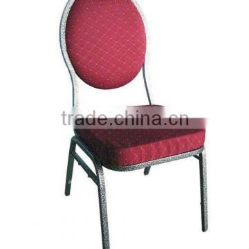 Red fabric comfortable steel dining chair