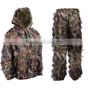 Mesh Camouflage Ghillie Leafy Hunting Camo Suit Jacket Pants Brown