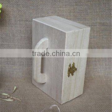 Natural Unfinished Lightweight Wood Craft Hinged Box With Handle photo-2