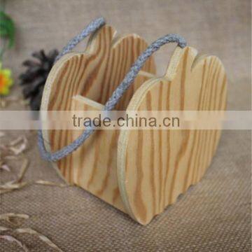 Unique Design Apple Shaped Personalized Pine Wooden Pen Holder photo-4