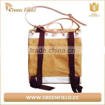 Washable Kraft Paper Backpack Brown And White Paper Laptop Backpack