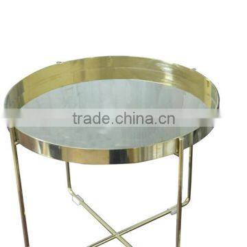 Golden Stainless Steel Round Coffee Table photo-6