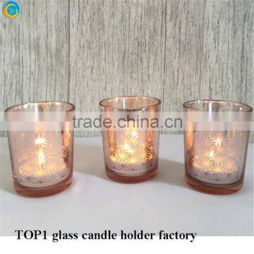 Rose Gold Mercury Glass Candlestick Holders photo-5