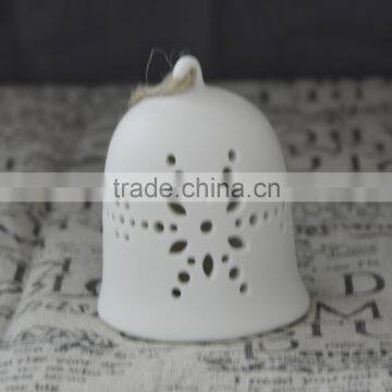 Ceramic Indoor Christmas LED Light Bell With Hollow Design Wholesale photo-3