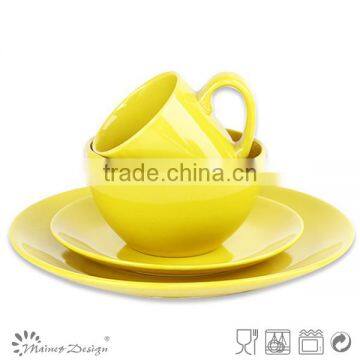 Yellow color solid color dinner set ceramic manufacturer