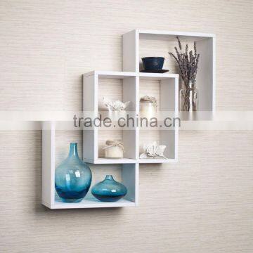 Wood Wall Shelf Intersecting Boxes Decorative Ledge Home Display Decor White New photo-3