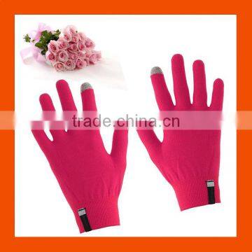 Adult Size Pink Color Touch Screen Smart Gloves