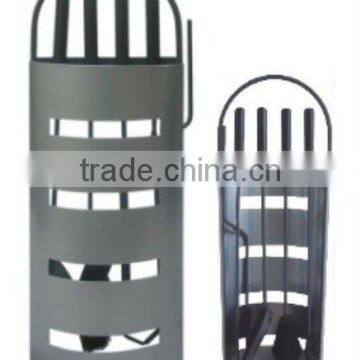 silvery panel black handle fire set