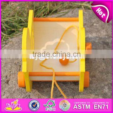 New Design Lovely Duck Shape Wooden Pull Car Toy for Toddlers W05B158 photo-5