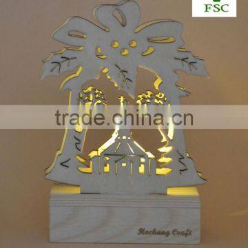 Christmas Bell Gifts Wooden Decorations Laser Cutting With Light photo-2