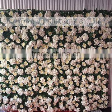 New Design Charming Cream White Flower Green Leaves Flower Wall Backdrop Decorative Flowers photo-2
